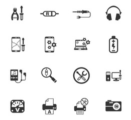 electronics repair icon set