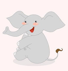 Cute cartoon happy elephant. Vector illustration