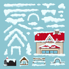 Set of Isolated Snow Caps. Winter House Decoration