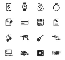 pawn shop icon set
