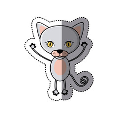 sticker grey picture cute cat animal vector illustration