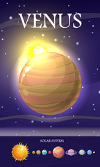 Venus Planet. Sun System. Universe. Vector