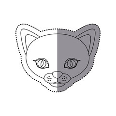 sticker shading silhouette picture face cute cat animal vector illustration