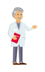 Doctor or Scientist in White Coat Flat Vector  