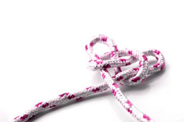 Close up white and pink Rope with heart