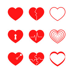 Simple heart icons. Vector illustration.

