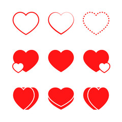 Simple heart icons. Vector illustration.
