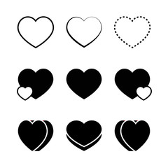 Simple heart icons. Vector illustration.
