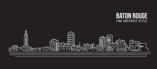 Cityscape Building Line art Vector Illustration design - Baton Rouge city