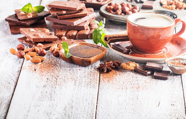 Assortment of chocolate types