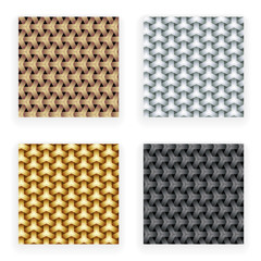 Metal Gold Silver Copper Seamless Patterns Set Design Template on Stylish Abstract Background Vector Illustration