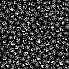 Fototapeta premium Vector chalk seamless pattern of spring flowers.