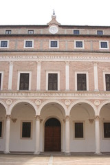Fototapeta na wymiar Renaissance historical interesting palace in Urbino downtown, Italy