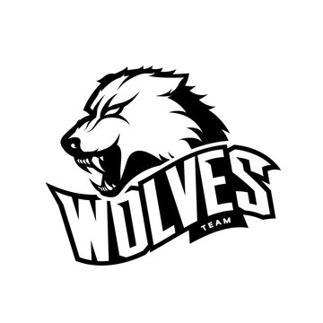 Furious wolf sport mono vector logo concept isolated on white background. Web infographic predator team pictogram.
Premium quality wild animal t-shirt tee print illustration.