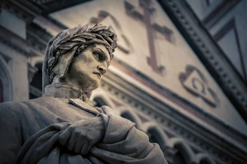 Poster dichter standbeeld florence italië © rusty elliott