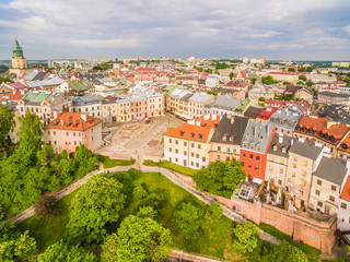 Lublin stare miasto. Plac Po Farze z lotu ptaka.