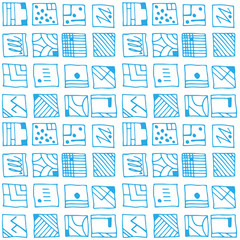 Blue abstract rectangular shape, seamless patterns