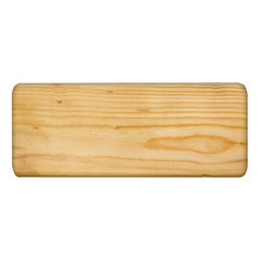 an empty wooden sign on white background