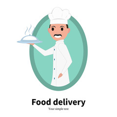 Vector icon cartoon portrait male chef cook