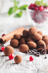 chocolate truffles with cranberry