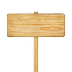 wooden sign on white background with clipping path