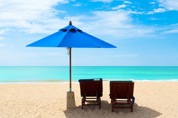 Chairs and umbrellas on a beautiful beach