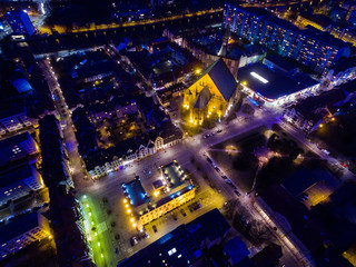 Old town of Kolobrzeg, night view from above