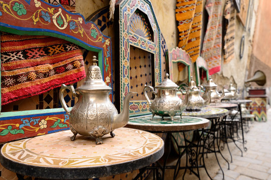 Souk (bazaar) in the Moroccan old town - Medina