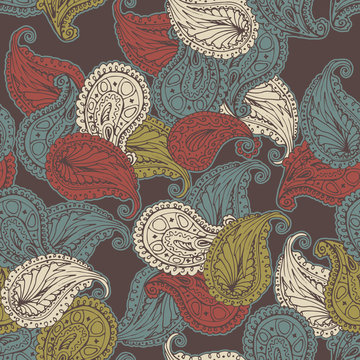 Vector flower paisley seamless pattern. Elegant texture for backgrounds.