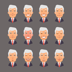 Set Emotions with Gray Hair Businessman