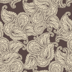 Vector flower paisley seamless pattern. Elegant texture for backgrounds.