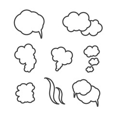 Steam, cloud and smoke vector icons set. Cloud abstract shape
