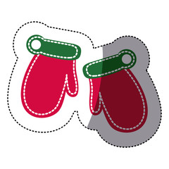 sticker shading santa christmas gloves vector illustration