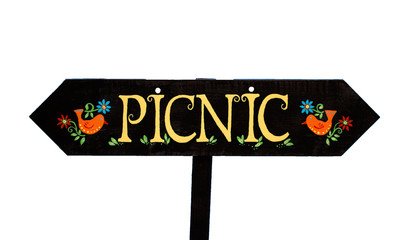 Wood picnic sign