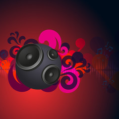 Abstract vintage music background with round speakers