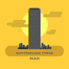 Montparnasse Tower. Vector illustration. France, Paris. Vector illustration.