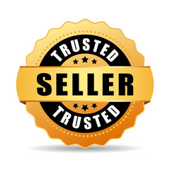 Trusted seller gold vector icon