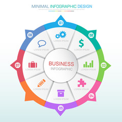 Infographic Elements with business icon on full color background  process or steps and options workflow diagrams,vector design element eps10 illustration