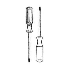 blurred sketch set screwdrivers phillips vector illustration