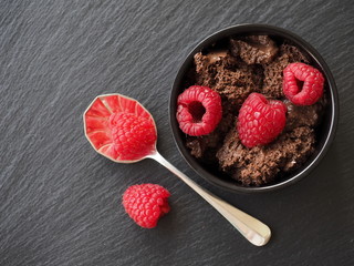 Chocolate mousse with raspberry