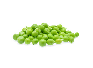 Fresh green pea pod on white background