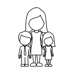 silhouette woman her children icon, vector illustraction design