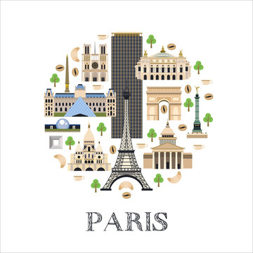 Vector illustration sights of the city of Paris.
