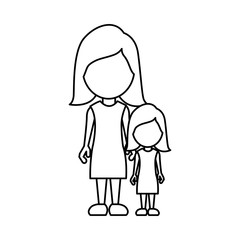 Silhouette woman with her daughter, vector illustraction design