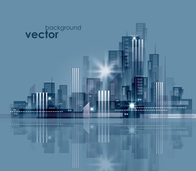 Fototapeta na wymiar Night cityscape. Vector illustration.