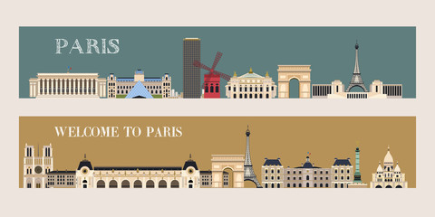 Sights Of Paris. Vector illustration. Welcome to Paris!