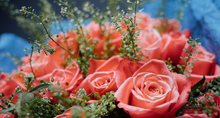 roses bouquet, closeup view