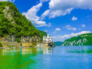 Fototapeta na wymiar Mraconia Monastery, Danube river, Romania.
