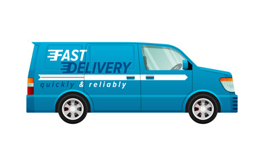 Transport. Icon of Isolated Blue Delivery Minivan