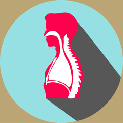 Human breathing flat game red icon.